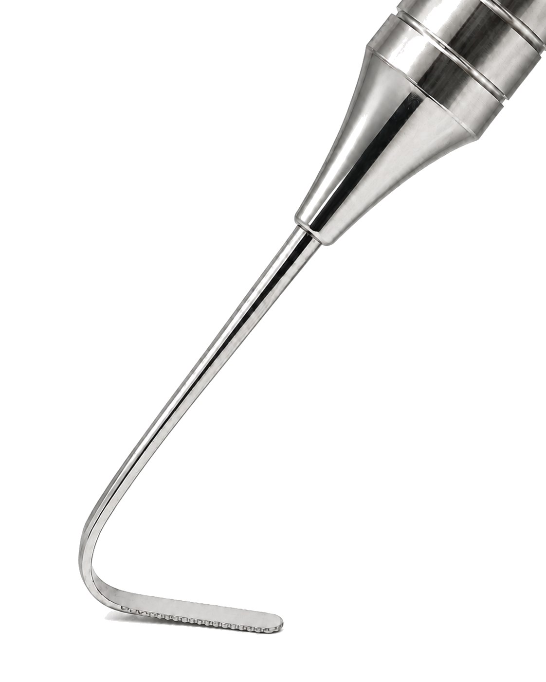 Close-up of the micro-serrated NiTi Perio Saw tip that cuts the periodontal ligament